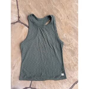 Vuori Sunrise Women's Small High Neck Tank Top Green Ribbed Racerback Gym Yoga